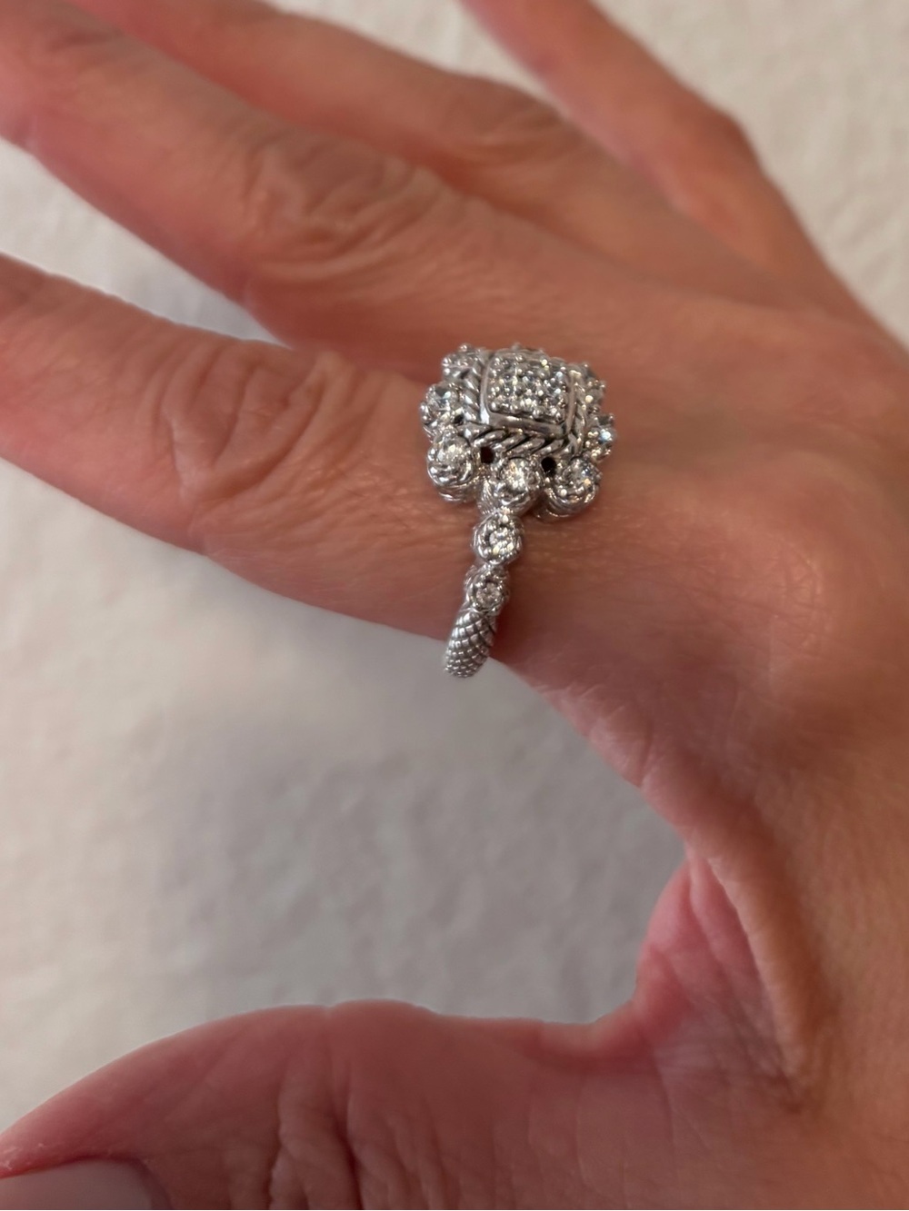 Judith Ripka Silver Floral Cluster Ring - Picture 4 of 7